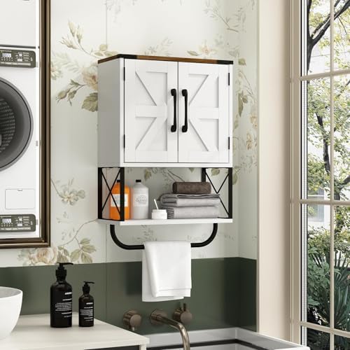 RUSTOWN Farmhouse Medicine Cabinet with 2 Barn Door, Bathroom Wall Cabinet - Image 2