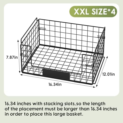 JKsmart 4 Pack XXL Stackable Wire Baskets for Pantry Organizers and Storage - Image 6