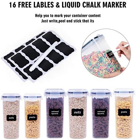 FOOYOO Cereal Containers Storage Set - 6 Piece Airtight Large Dry Cereal Storage Containers(4 * 4L+2 * 2.5L), BPA Free Dispenser Plastic Cereal Storage Containers with 16 Labels & Pen - Image 2