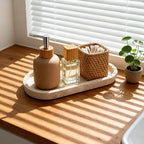 Oval Travertine Tray 4.8 in x 9.8 in for Bathroom Dresser Countertop Organizer, Natural Marble Vanity Tray for Perfume, Candles, Ring, Decorative Jewelry Dish - Image 6