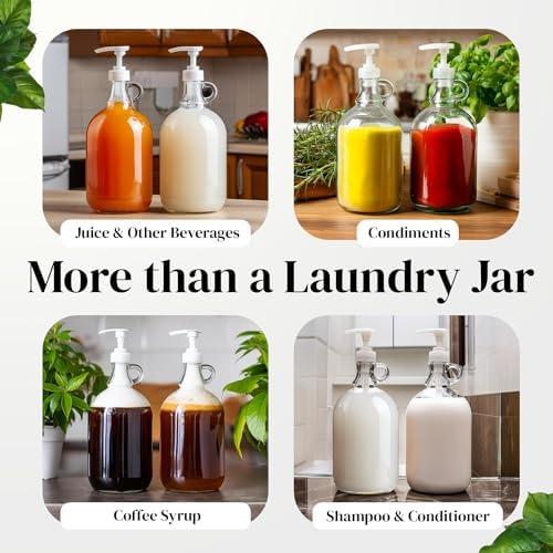 Homesphere Glass Laundry Detergent Dispenser, 2-Pack 64oz Pump Jars - Image 5