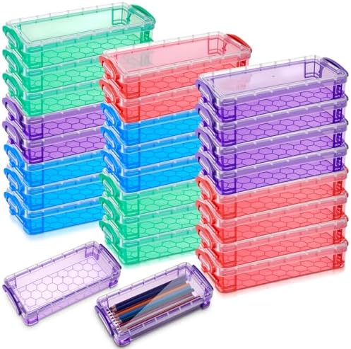 Gueevin 24 Pcs Pencil Box Clear Plastic Pencil Case, Dark by Gueevin