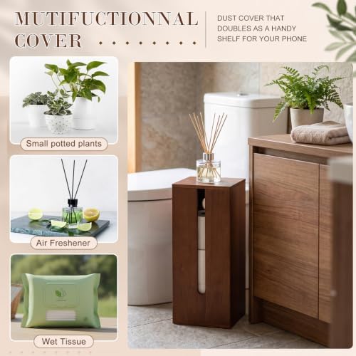 Wooden Toilet Paper Roll Holder, Toilet Paper Stand, Rectangle - Image 6