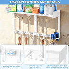 HUFAND Broom Holder Wall Mount, 27" Mop and Broom Organizer with Top Shelf - Image 3