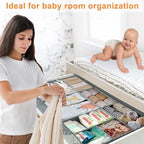 12 Pack Baby Clothes Organizer for Nursery Drawer - Foldable Fabric Dresser Dividers & Storage Bins for Diapers, Onesies, Accessories - Mydou Tidy Grey Heart Decorative Organizers - Image 2