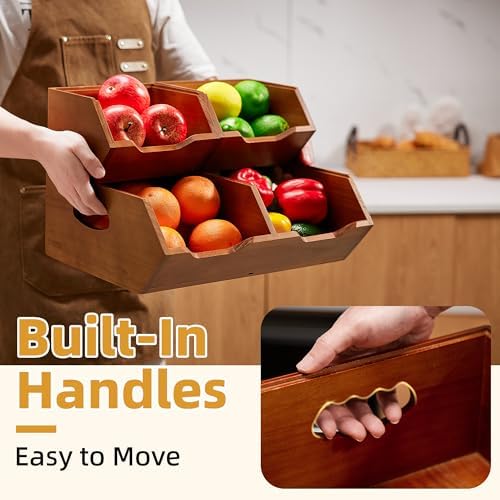 HYPIGO Wood Pantry Organizers and Storage, Stackable Wood Storage Bins - Image 5