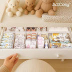 12 Pack Drawer Organizer for Baby Clothes, Linen Fabric Nursery Organizer for Baby Diaper, Collapsible Deep Fabric Drawer Organizer with Zipper for Socks, Bra, Towels, Ties, Beige - Image 2