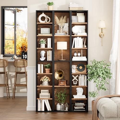 FOTOSOK 2 Pcs 71'' Tall Narrow Bookshelf, 8-Tier Media Tower Rack Set of 2 - Image 4