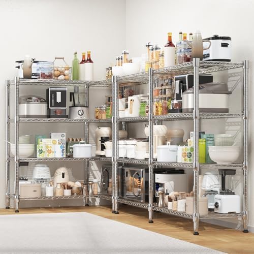 Homdox Heavy Duty Storage Shelves, 4 Tier Wire Shelving Unit, Adjustable Metal Shelves for Storage, Garage Rack Pantry Shelves Kitchen Shelving, 14"x60"x60", Silver Gray - Image 2