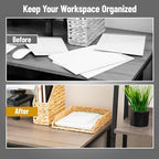 Mind Reader Rattan Paper Tray with Iron Frame, Desktop Organizer, Holds Letter Size Documents, Brown - Image 5