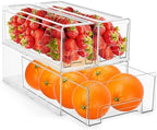 Sorbus Fridge Drawers - Clear Stackable Pull Out Refrigerator Organizer Bins - Food Storage Containers for Kitchen, Freezer, Vanity & Fridge (3 Pack | 1 Medium, 2 Small Stackable Drawer Bins) by Sorbus