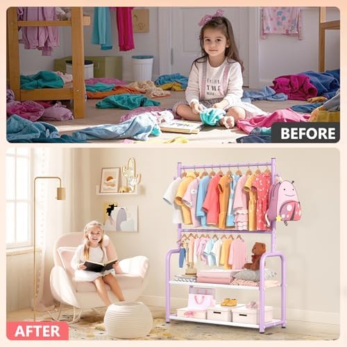 Kids Clothing Rack 2 Tier Baby Closet Toddler Dress up Racks - Image 6