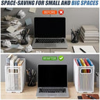 Zhengmy 2 Pcs Hanging File Organizer Letter Size File Holder Metal Mesh Filing Box Desktop Folder Letter Storage Cabinets Magazine Holder with Handles for Home Office School Document (White) - Image 5