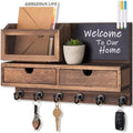 Key Holder for Wall, Key and Mail Holder for Wall with Storage Drawer, Entryway Rustic Home Decor, 3 Liquid Chalks & Chalkboard, 15.98”W x 9.1”H x 3.3”D, Brown by FIPUTE-MakesLifeEasier