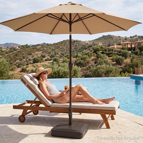 Best Choice Products 55lb Fillable Umbrella Base Stand, Plastic Patio Umbrella Stand with Pole Holder, Adjustment Knob for Outdoor, Lawn, Deck, Asscher Design - Brown - Image 7