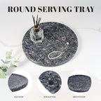 Karibiber Natural Marble Tray, 11.8in Serving Tray for Fruit, Round Decorative Vanity Stone Plate for Jewelry&Key, Quality Storage Dish for Kitchen Coffee Table and Bathroom Desktop, Blue Pearl - Image 2