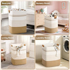 Laundry Hamper, 75L Tall Laundry Basket with Leather Handles, Rectangle Large Clothes Hamper for Organizing, Cotton Woven Laundry Baskets Storage Hampers for Bedroom, Nursery, Living Room - Image 6