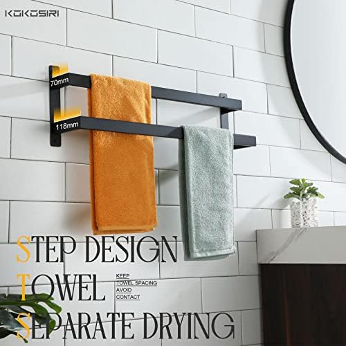 KOKOSIRI Towel Bars Black Bath Towel Holders 24-Inch Bathroom 2-Tiers Ladder Towel Rails Wall Mounted Towels Shelves Rack Stainless Steel, B5008BK-L24 - Image 5