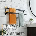KOKOSIRI Towel Bars Black Bath Towel Holders 24-Inch Bathroom 2-Tiers Ladder Towel Rails Wall Mounted Towels Shelves Rack Stainless Steel, B5008BK-L24 - Image 5