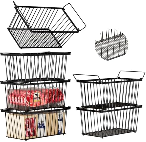 Enhanced Leak-Proof Bottom - Freezer Organizer Bins ，6 Pack Stackable Deep Freezer Organizer Bins for 7 Cu.FT Small Chest Freezer，organization and storage，pantry organizers by ANJUBAN