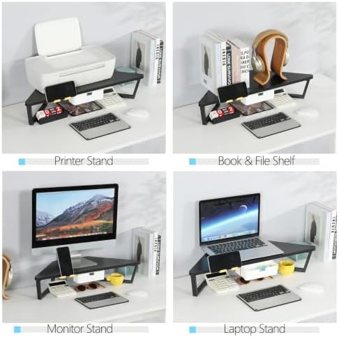 TEAMIX Corner Monitor Stand with Drawer and Phone Holder, 26x12.6x5.3in - Image 6