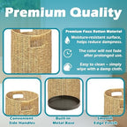 Rattan Umbrella Holder 21" H X 10" D, Handmade Wicker Umbrella Stand Indoor with Dip Tray, Sturdy Umbrella Holders for Entryway, Umbrella Bucket Fits Mudroom,Walking Canes,Home,Office (Oak) - Image 4