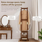 Taitiy Coat Rack Solid Wood Hall Tree Storage 2 Shelves 5 Hooks - Image 6