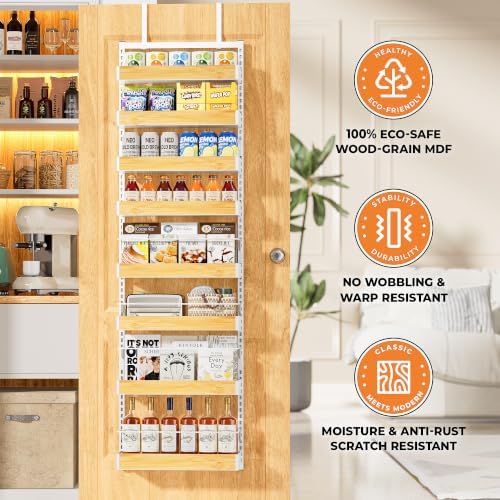 8 Tier Pantry Door Organizer Storage Spice Rack Adjustable Basket 73.35"H - Image 5