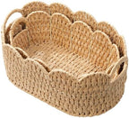 Coeusy Paper Rope Scalloped Basket Set of 2, Wicker Storage Baskets for Shelves,Gifts,Books,Toys,Cute Decor Rattan Baskets for Organizing,Natural Color by WEAVECOMFORTINTOEVERYCORNER