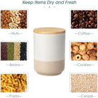 vancasso Sabine Large Ceramic Canister Set with Airtight Wood Lids - 2-Piece Kitchen Food Storage Jars for Flour, Sugar, Coffee & Tea (74 oz Each) - Big Capacity Countertop Jars - Image 6
