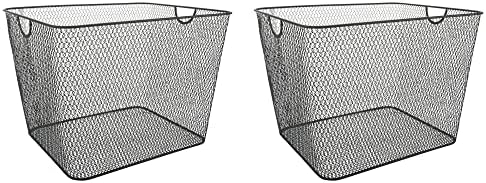 YBM Home Kitchen Pantry Organizer Wire Baskets for Shelves, Cabinets, Pantry, Countertop, Mesh Open Storage Bin Metal Basket for Organizing Food Supplies, 2 Pack by YBMHome