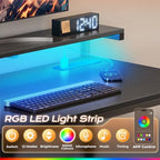 PRAISUN 47.2 Inch Gaming Desk with LED Lights & Power Outlets - Image 6