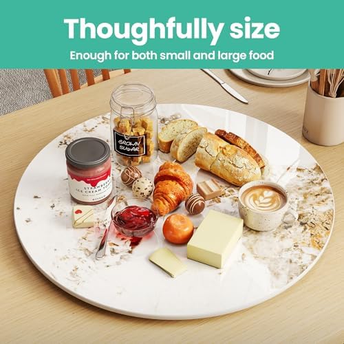 ZL ZELing 19.6" Lazy Susan Turntable – 360° Sinteredstone Silent Anti-Slip Turntable, Table Top Centerpiece for Kitchen, Pantry, Spice Rack, Refrigerator & Dining Table, Brown - Image 4