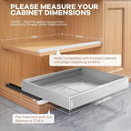 Seinloes 2 Pack Expandable Pull Out Cabinet Organizer 21"Deep With Raising Pad for Framed Cabinets,Upgrade 3 Slide Rails Slide Out Drawers,Roll Out Shelves Adhesive,Adjustable Width 12.05"-20.4"Silver - Image 4