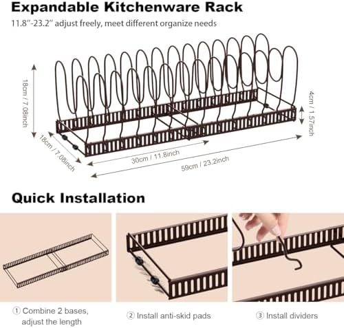 Housolution Pot and Pan Lid Organizer Holder Storage Rack, Bronze - Image 5