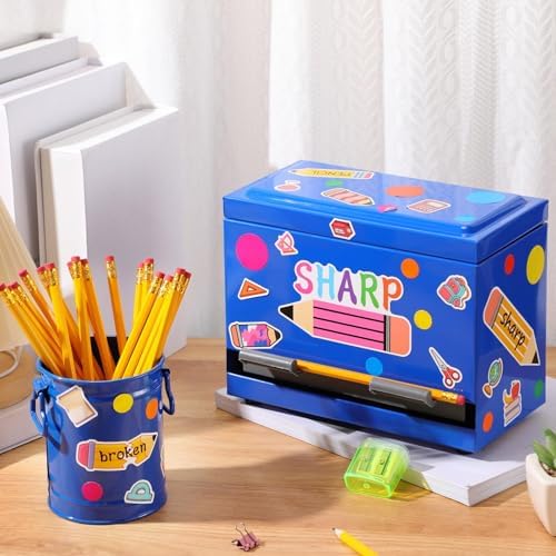 Mifoci 8 Pcs Pencil Dispenser for Classroom Stainless Steel, Blue - Image 4