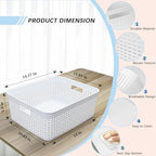 Soddeph Plastic Storage Baskets for Cabinets, Household Pantry Organization with Handle,Organizer Bins for Room,Bathrooms,Under-Sink,Kitchen (White, L-3PACK) - Image 2