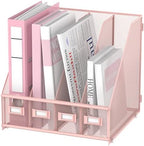 4-Compartment Magazine File Holder and File Organizer for Desk, Pink by SUPEASY