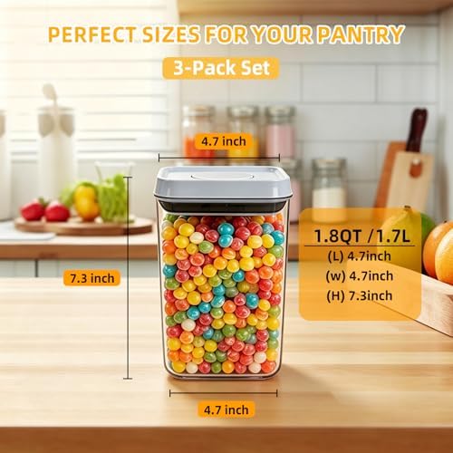Pop Push Button Airtight Food Storage Containers 3 Pack (1.8Qt) - Image 3