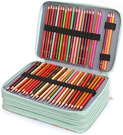 Vomgomfom 200 Slots Pencil Case 4-Layer PU Leather, Handle, Green - Image 4