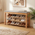 Solid Wood Shoe Bench, 39.4'' Shoe Rack for Entryway Storage by Drogenble