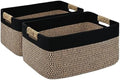 2 Pack Large Storage Basket for Organizing, 17.5"x13"x7" Woven Basket for Shelves, Closet Cube Storage Bins with Wrapped Handle, Cotton Rope Baskets for Kitchen, Clothes, Toys(Black & Brown) by Degeyoyo