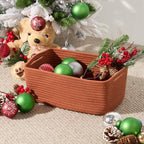MiniArk Small Storage Baskets for Organizing | Closet Organizer Bins | Shelf Toy Basket | Woven Rope Baskets | Cube Decorative Box | Shallow Basket | 13x8.5x5.1” | 3 Packs Oxide Red - Image 4