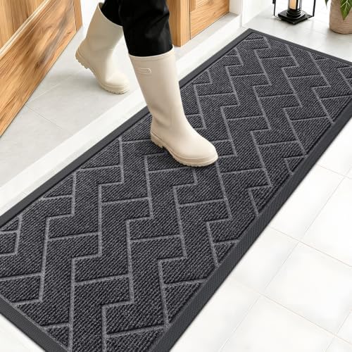 OLANLY Front Door Mat Outside 47x17, All-Season Absorbent Rubber Doormat by OLANLY