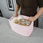 XUANGUO Woven Cotton Rope Storage Baskets 15x10x9.3" 3 Pack Light Pink - Image 3
