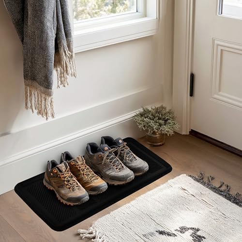 Rubber Boot Tray - 2 Pack Black 16x32 inch Waterproof Shoe Tray - Image 2