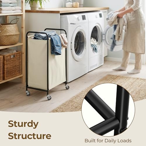 GRANNY SAYS Laundry Hamper, Large Cart with Wheels and Handles, Beige, 110L - Image 6
