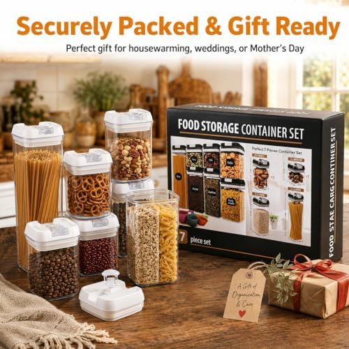 7-Piece Airtight Food Storage Containers with Lids, Clear Stackable Pantry Organization Set for Flour, Sugar, Cereal, Snacks and Kitchen Storage - Image 7