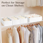 DIMJ Drawer Organiser System, Drawer Organiser, Foldable Storage Box, Fabric, Drawer Inserts for Wardrobes, Wardrobe Organiser for Trousers, Clothes, Set of 4, White - Image 2