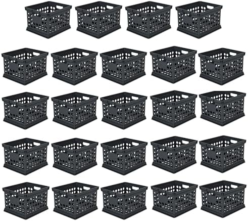 Sterilite Storage Crate Bin File Organizer for Home & Office,Black, 24-Pack by Sterilite